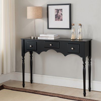 Black Console Tables In Favorite K&b Furniture Black Wood 3 Drawer Console Table – C (View 3 of 9)