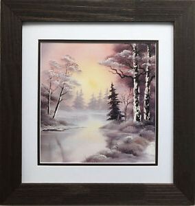 Bob Ross "Winter Glow" Happy Trees Custom Framed Art For Best And Newest Natural Framed Art Prints (View 10 of 15)