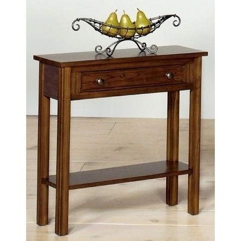 Brown Wood Console Tables In Preferred Solid Wood Narrow Console Table Brown Traditional (View 1 of 15)