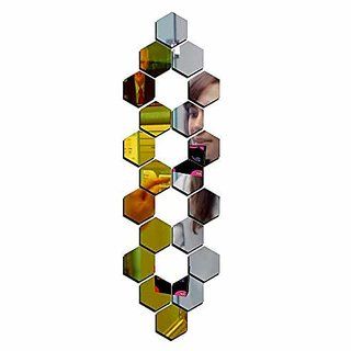 Buy Bikri Kendra Hexagon Wall Decor 10 Golden & 10 Silver Throughout Widely Used Hexagons Wall Art (View 13 of 15)