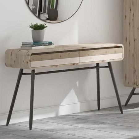 Buy Kuta Industrial Style Reclaimed Wood Console Table With Latest Antique Blue Wood And Gold Console Tables (View 7 of 15)