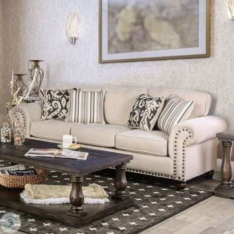 Calloway Beige Sofa From Furniture Of America (View 11 of 15)