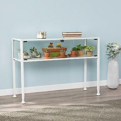 Cct37988 White Metal / Glass Display Console Table With Regard To Best And Newest White Triangular Console Tables (View 9 of 15)