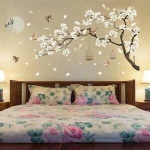 Cherry Blossom Decals Mural Decor White Blossom Tree For Most Recent Stripes Wall Art (View 6 of 15)