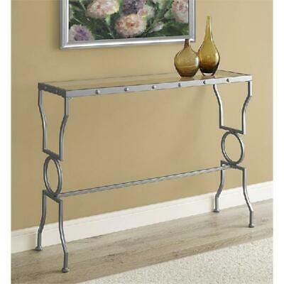 Chrome And Glass Rectangular Console Tables Within Fashionable Monarch Console Table Silver Metal With Tempered Glass (View 5 of 15)