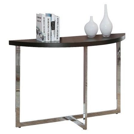 Chrome Console Tables With Popular Monarch Metal Console Table – Cappuccino/Chrome (View 7 of 15)