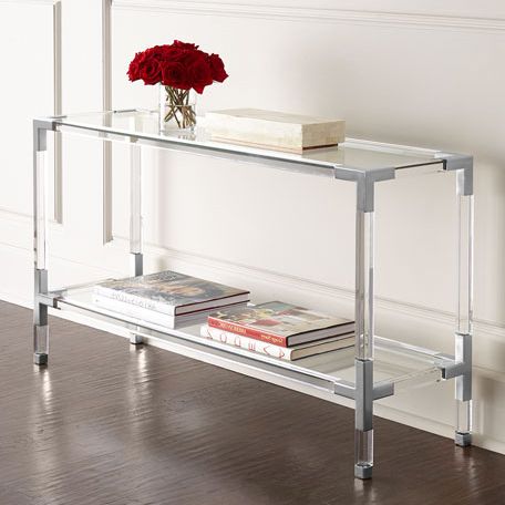 Clear Console Tables Inside Preferred Vonvik Luxury Modern Acrylic Console Table With Brass (View 13 of 16)