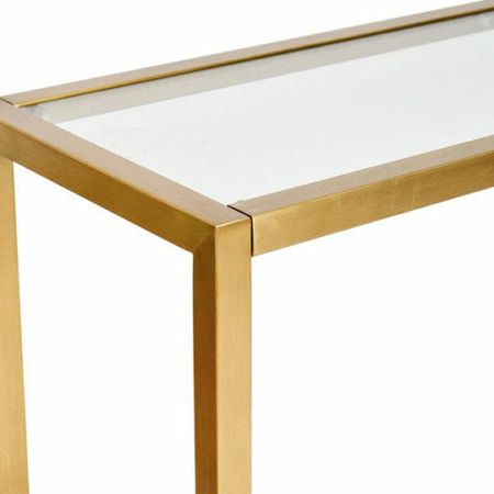 Clear Glass Top Console Tables Pertaining To Recent Alison Glass Console Table – Tempered Glass – Brushed Gold (View 12 of 15)