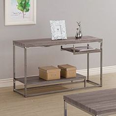 Coaster 703729 Home Furnishings Sofa Table, Weathered Grey For Latest Gray And Black Console Tables (View 4 of 15)