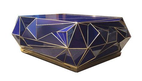 Cobalt Console Tables Throughout Favorite Contemporary Brass Trimmed Glass Geometric Coffee Table (View 11 of 15)