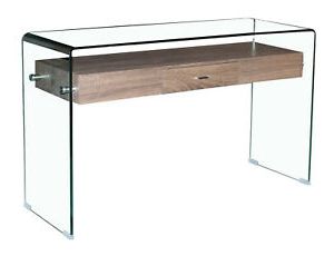 Console Hall Table Clear Glass Rectangle With Wooden Regarding Well Liked Rectangular Glass Top Console Tables (View 3 of 15)
