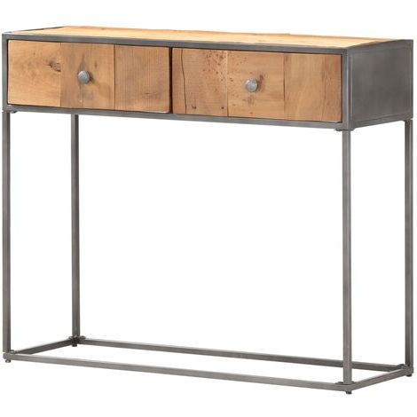 Console Table 90x30x75 Cm Solid Reclaimed Wood – Brown Inside Current Smoked Barnwood Console Tables (View 14 of 15)