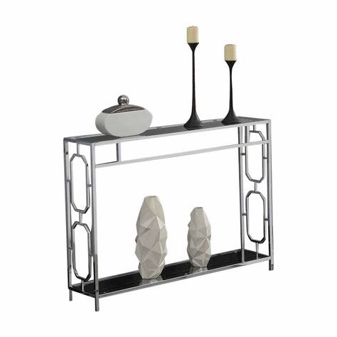 Convenience Concepts Omega Chrome Console Table In 2020 Inside Preferred Chrome And Glass Rectangular Console Tables (View 13 of 15)