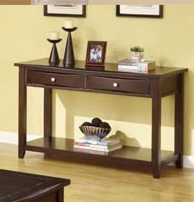 Current Amazon: Espresso Console Table With Two Beveled Regarding Marble Console Tables Set Of  (View 9 of 15)