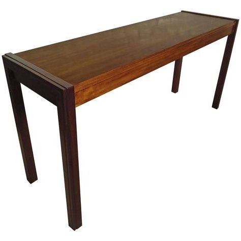 Dark Walnut Console Tables Inside Well Known Midcentury Walnut Black Lacquer Console Table (View 6 of 15)