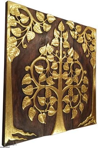 Elegant Wood Wall Art Intended For Preferred Clearance Asian Wood Sacred Fig Tree Relief Wall Art (View 1 of 15)