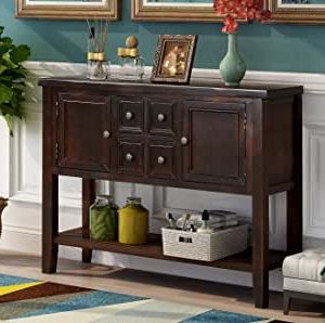 Espresso Wood Storage Console Tables Inside Latest Amazon – Console Table Sideboard Buffet Storage (View 14 of 15)