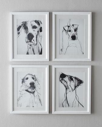 Famous Black And White Dog Prints I Horchow Throughout Monochrome Framed Art Prints (View 3 of 15)
