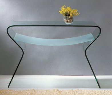 Famous Clear Glass Contemporary Console Table W/frosted Glass Shelf With Clear Glass Top Console Tables (View 10 of 15)