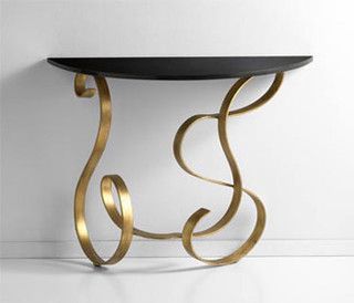 Famous Gold Leaf Small Console Table – Traditional – Side Tables Inside Antiqued Gold Leaf Console Tables (View 4 of 15)