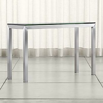 Famous Parsons Clear Glass Top/ Stainless Steel Base 48X16 In Stainless Steel Console Tables (View 13 of 15)