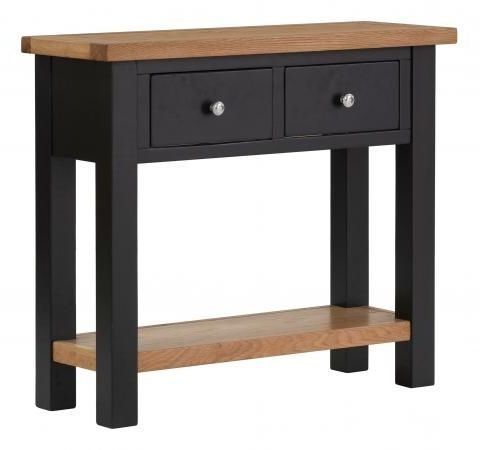 Famous Vancouver Compact 2 Drawer Console Table – Oak And Black Pertaining To 2 Drawer Console Tables (View 14 of 15)