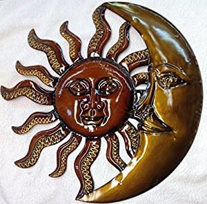 Fashionable Lunar Wall Art With Amazon: Crescent Moon & Sun Decorative Metal Celestial (View 11 of 15)