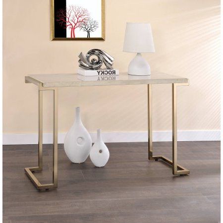 Faux Marble Console Tables With Regard To Best And Newest Acme Boice Ii Sofa Table, Faux Marble & Champagne Color (View 7 of 15)