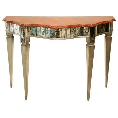 Faux Marble Console Tables Within Well Known Silver Gilt Faux Marble Mirrored Scallop Console In  (View 12 of 15)