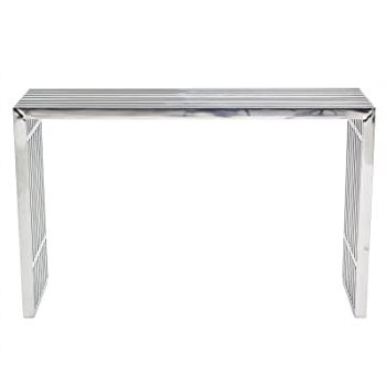 Favorite Amazon: Modway Gridiron Contemporary Modern Stainless Inside Silver Stainless Steel Console Tables (View 6 of 15)