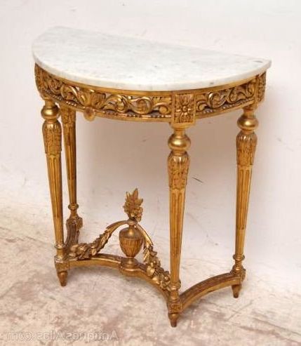Favorite Antique Marble Top Gilt Wood Console Side Table – Antiques With Marble And White Console Tables (View 8 of 15)