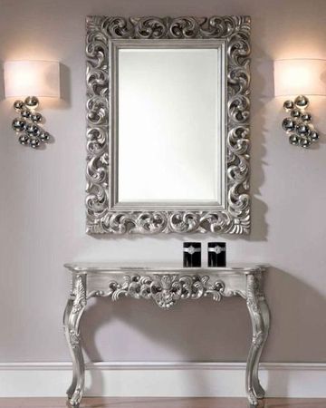 Favorite Silver Mirror And Chrome Console Tables With Regard To Classic Style Console Table And Mirror Set In Silver 33C (View 11 of 15)
