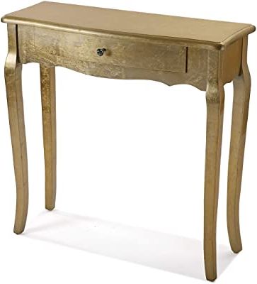 Favorite Versa Cagliari Wooden Side Table 80 X 30 X 80 Cm Gold 80 X Throughout Pecan Brown Triangular Console Tables (View 9 of 15)