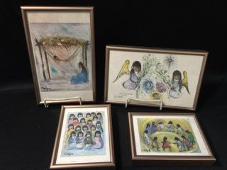 Four Vintage Ted Degrazia Prints Set In Rose Gold Colored With Regard To Current Desert Inn Framed Art Prints (View 6 of 15)