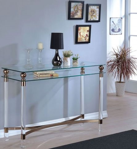 Glass And Gold Console Tables Intended For Well Liked Castlebar Gold Sofa Table From Furniture Of America (View 10 of 15)