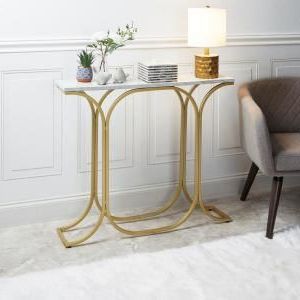 Glass And Gold Console Tables With Regard To Latest Silverwood Suzanne Gold And Faux Marble Slim Console Table (View 1 of 15)