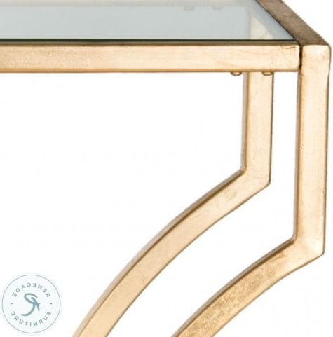 Gold And Clear Acrylic Console Tables Intended For Well Known Alphonse Gold And Glass Console Table From Safavieh (View 9 of 15)