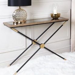 Gold And Mirror Modern Cube Console Tables Regarding Preferred Ava Black Metal And Clear Glass Console Table With Unique (View 8 of 15)