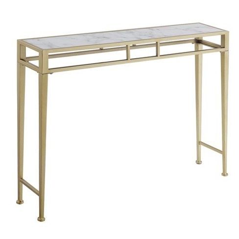 Gold Coast Julia Hall Console Table Faux Marble White Regarding 2020 White Marble Gold Metal Console Tables (View 5 of 15)