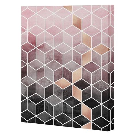 Gradient Wall Art Inside Famous Pink Grey Gradient Cubes Art Canvas Elisabeth Fredriksson (View 1 of 15)