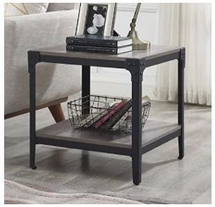Gray Driftwood And Metal Console Tables For 2019 Angle Iron Rustic Wood End Table In Grey Wash (Set Of  (View 12 of 15)