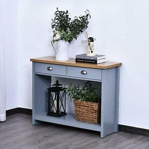 Gray Driftwood Storage Console Tables Within Trendy Grey Console Table 2 Storage Drawers Shelf Entryway Hall (View 5 of 15)