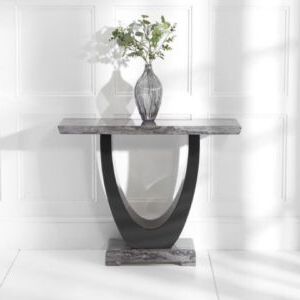 Gray Wood Veneer Console Tables Inside 2020 Granada Dark Grey Marble Console Table – Lycroft Interiors (View 13 of 15)