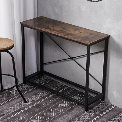 Hammered Antique Brass Modern Console Tables Throughout Widely Used Vintage Slim Narrow Hallway Console Table Rustic Wood (View 4 of 15)