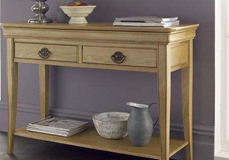 Honey Oak And Marble Console Tables With Regard To Fashionable Dining And Living Furniture At Edmondsons Furniture (View 8 of 15)