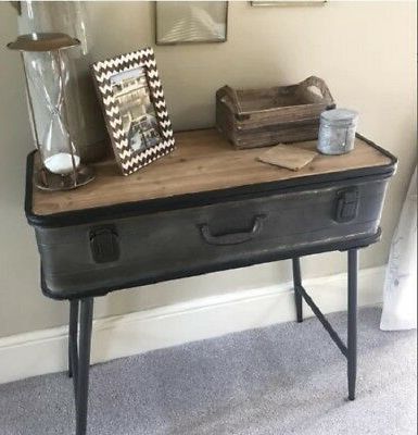 Industrial Console Table Vintage Hallway Furniture Rustic With Favorite Antique Gold Aluminum Console Tables (View 11 of 15)