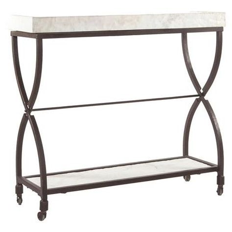 Jorn Industrial Hourglass White Marble Console Table Throughout Fashionable White Marble Console Tables (View 10 of 15)