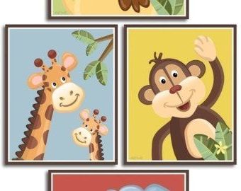 Jungle Animals Wall Art Jungle Animals Prints For Nursery In 2017 Jungle Wall Art (View 5 of 15)