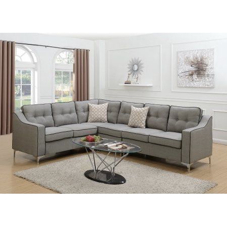 L Shaped Console Tables Inside Latest Mid Century Modular 4Pcs L Shaped Sectional Sofa Grey (View 2 of 15)