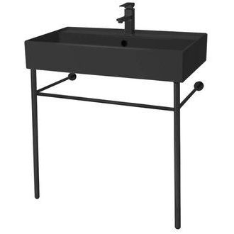 Large Ceramic Console Sink And Matte Black Stand In 2020 With Regard To Most Recent Square Matte Black Console Tables (View 2 of 15)